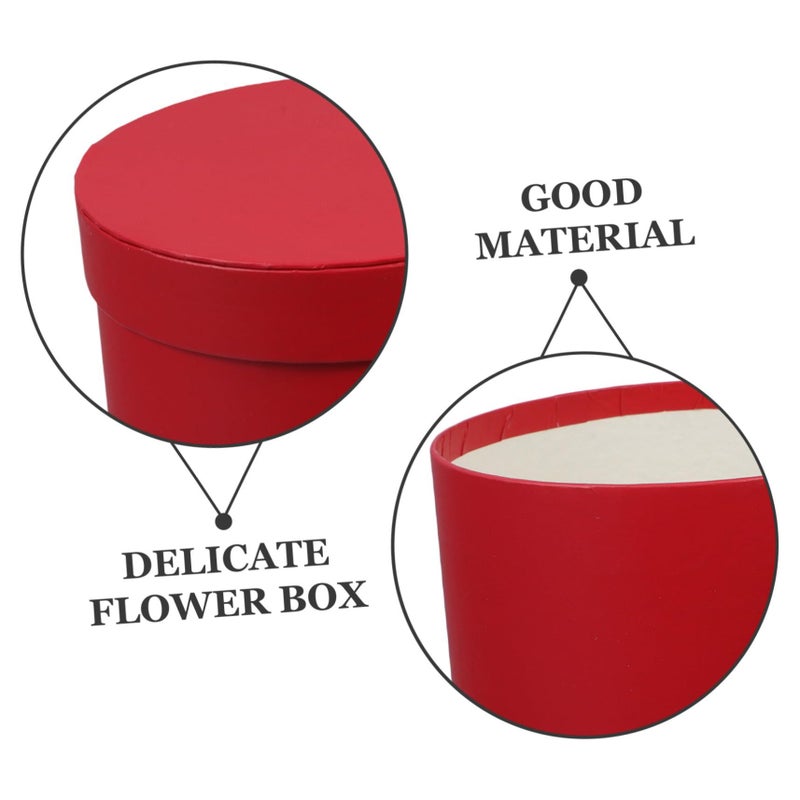 Red Round Flower Holder Box For Bouquet Storage And Floral Arrangement Matte Finish - Image 4