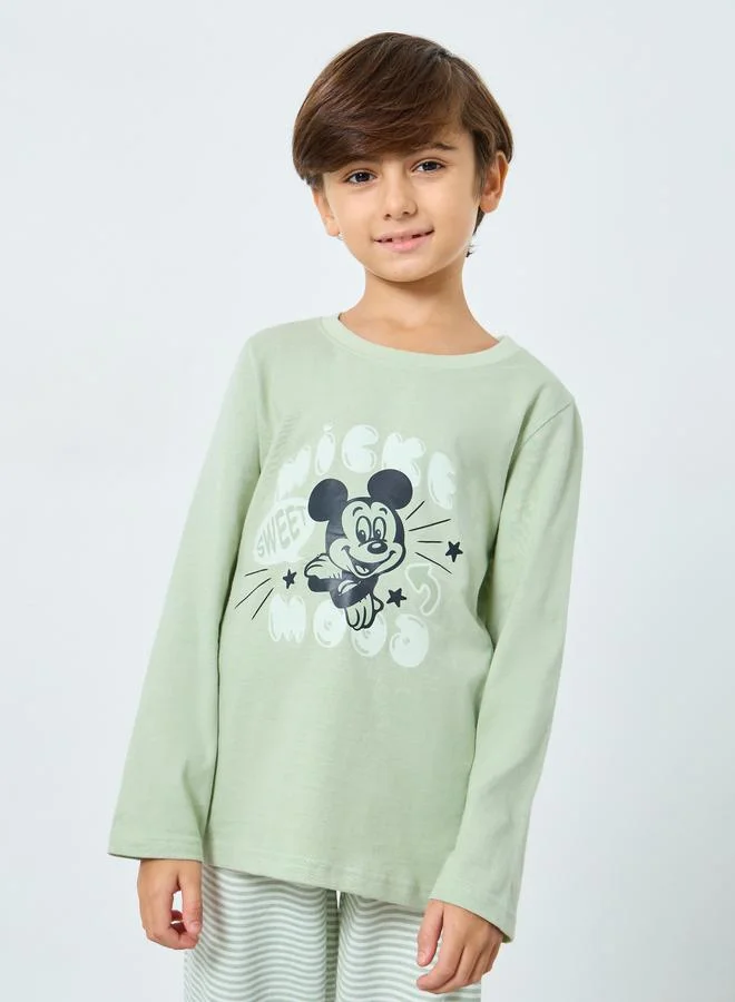 Styli Styli Boys Mickey Mouse Print T-Shirt and Pyjama Set