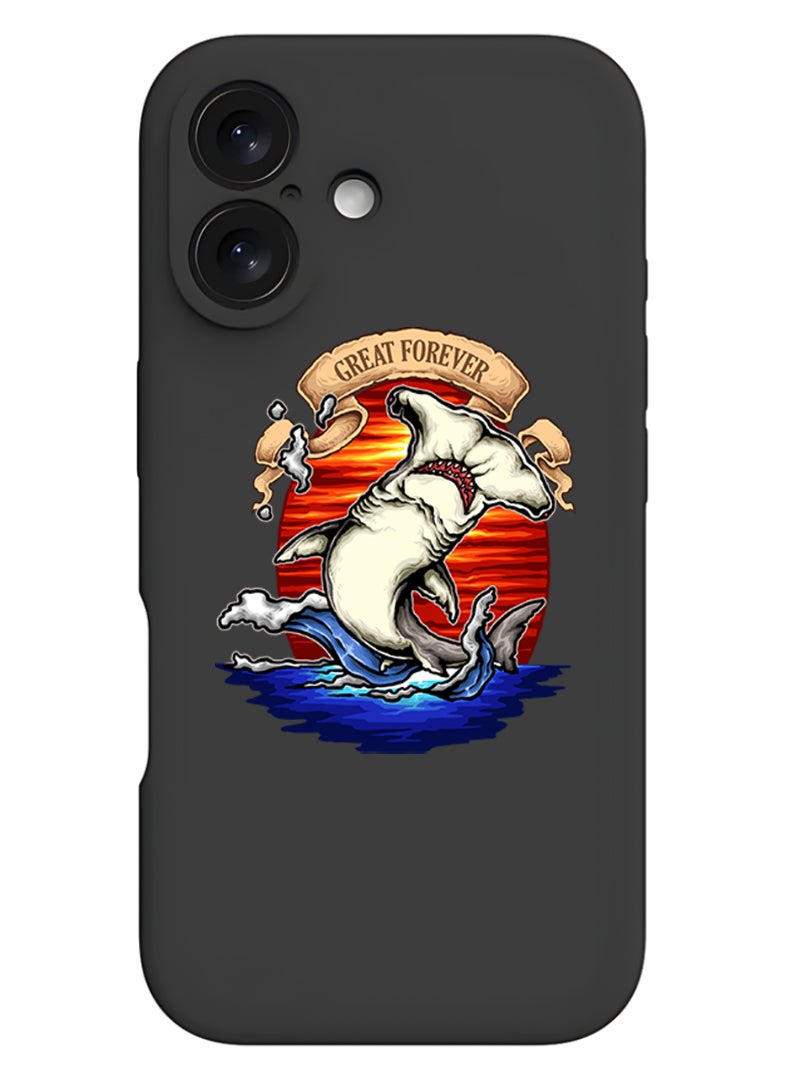 Theodor iPhone 16 Plus Black Protective Slim Fit Case Liquid Silicone Cover with Full Body Protection Anti-Scratch Shockproof Case For iPhone - Great Forever - Image 1