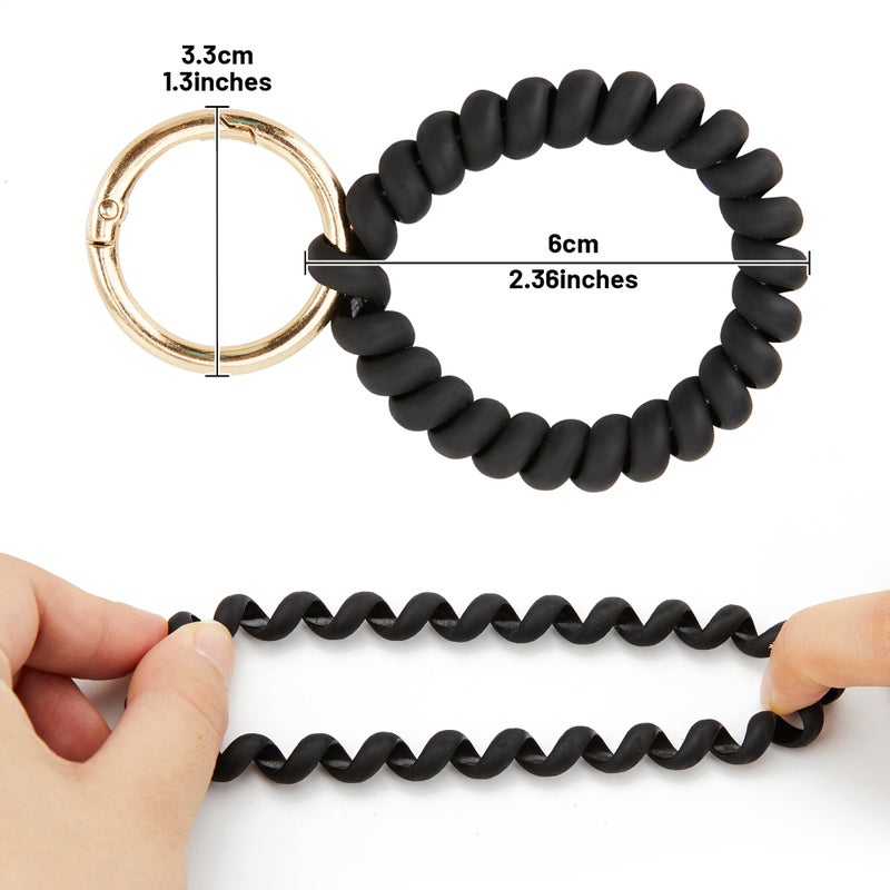 fensong Black Stretchable Wristband Keychain, Diameter 2.36 Inches Durable Waterproof Wrist Key Holder with Adjustable Wristlet Strap - Ideal for Gym, Swimming, Sauna, Running, and Outdoor Activitiesï¼ˆUnisexï¼‰ - Image 2