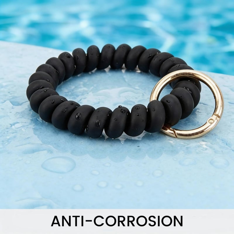 fensong Black Stretchable Wristband Keychain, Diameter 2.36 Inches Durable Waterproof Wrist Key Holder with Adjustable Wristlet Strap - Ideal for Gym, Swimming, Sauna, Running, and Outdoor Activitiesï¼ˆUnisexï¼‰ - Image 5
