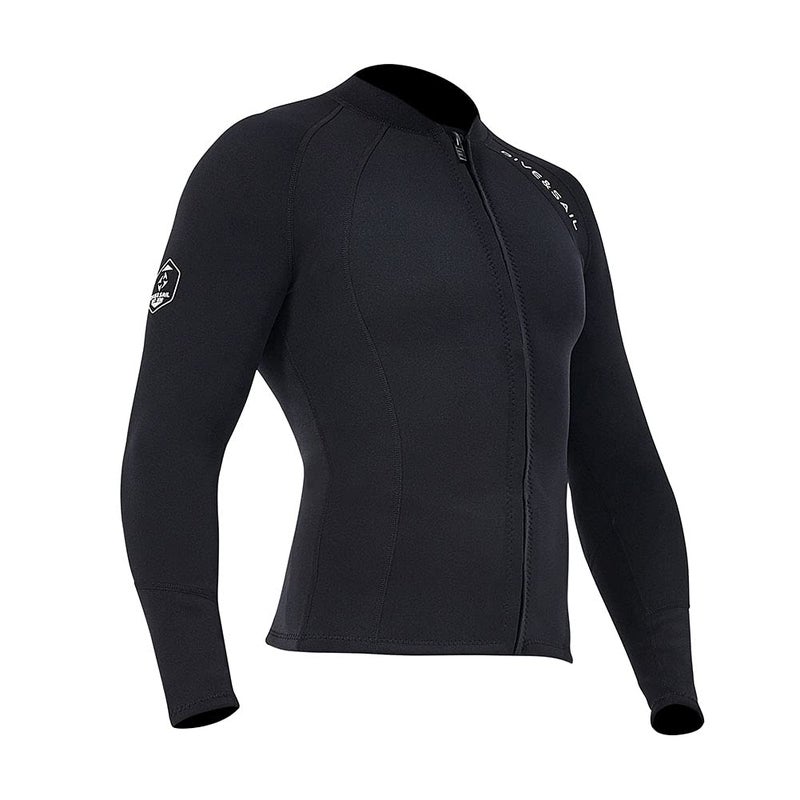 Skyone Wetsuit Top Women Men 2MM Neoprene Wetsuit Jacket Long Sleeve Diving Surfing Top, 3MM 1.5MM Wetsuits Shirt Vest Scuba Swimming Snorkeling Suit Swimsuit Warm Front Zipper for Water Sports (2mm Men, XL) - Image 3