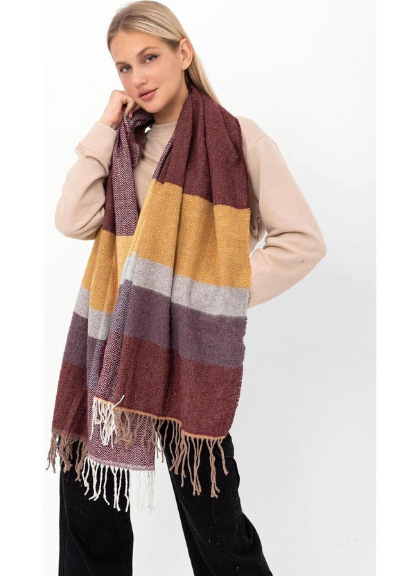 Soft Textured Herringbone Patterned Thick Shoulder Shawl