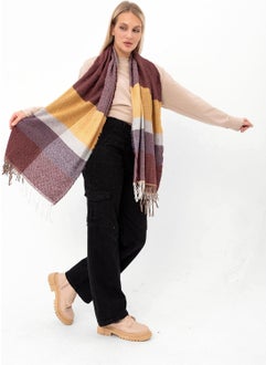 Saria Moda Soft Textured Herringbone Patterned Thick Shoulder Shawl  - Image 3