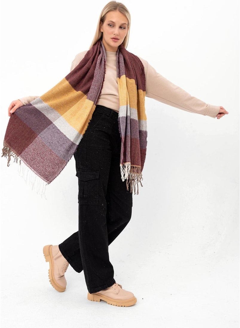 Saria Moda - Soft Textured Herringbone Patterned Thick Shoulder Shawl - Image 1