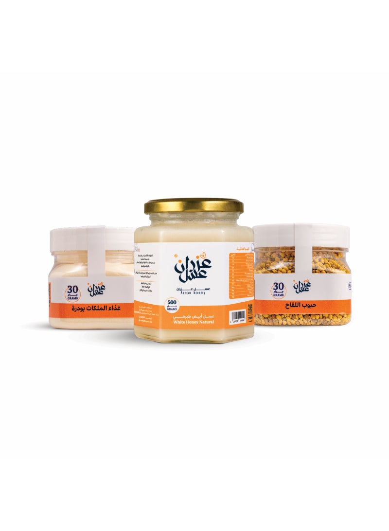 White Honey + Natural Queens + Grains and Seeds Offer | Turkish Bee Products | Pure, High-Quality Honey for Daily Use | Elegant Gift for Special Occasions and Hospitality