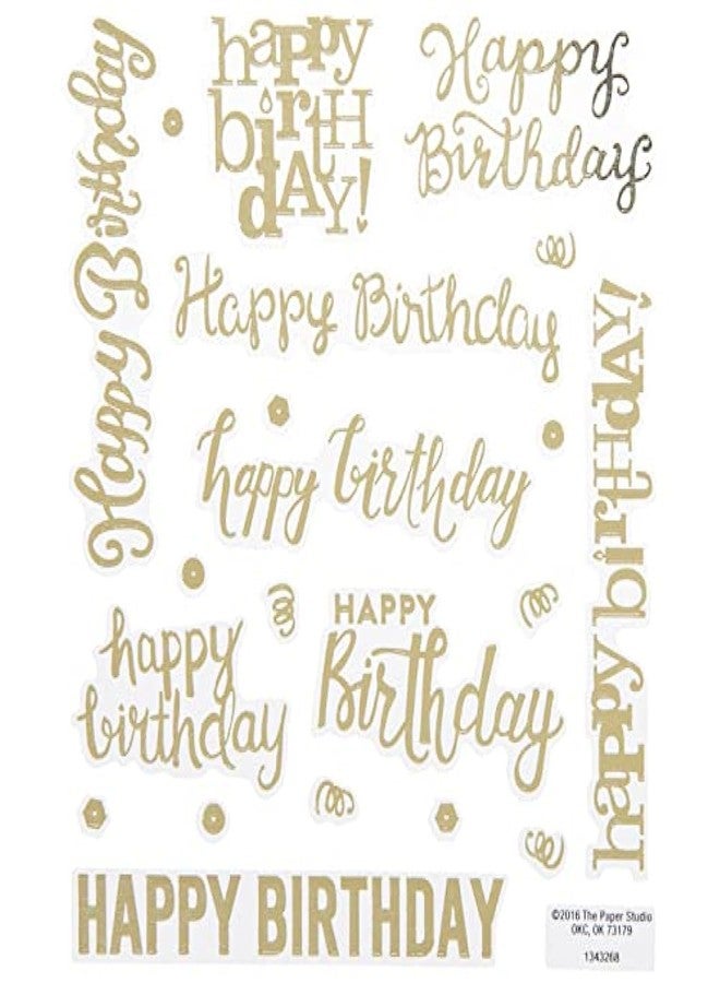 Bundle of Fun Gold Foil Script Happy Birthday Stickers - Image 1