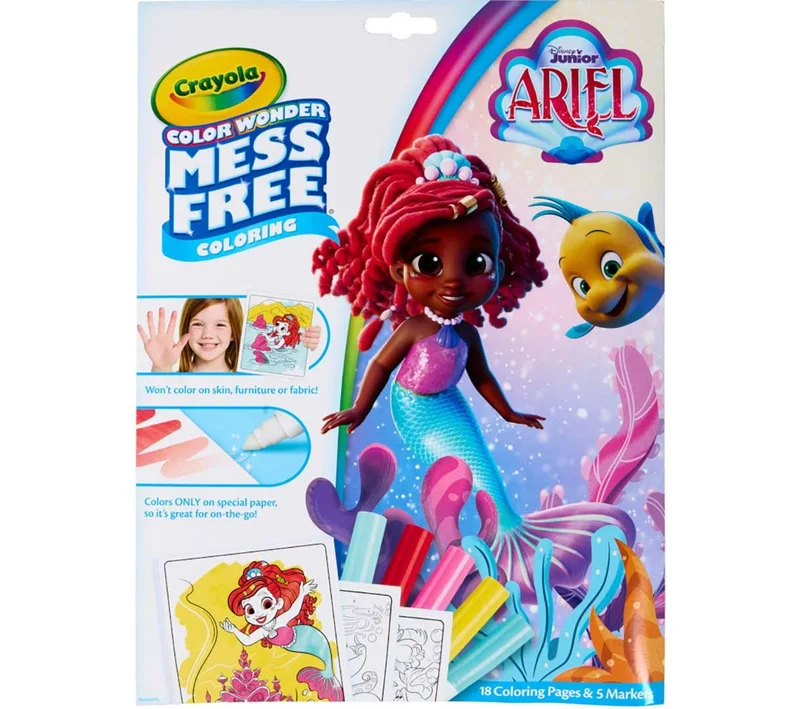كرايولا Crayola Color Wonder Ariel Mess-Free Coloring Set – Disney Junior, Travel Activity for Toddlers, Ages 3+
