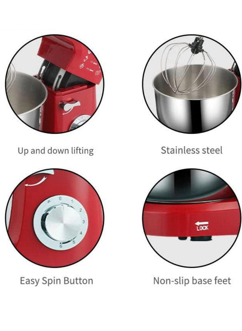 Electric Stand Mixer 6L – 6-Speed Adjustable Cake Mixer with Stainless Steel Bowl, 2 Beaters & 2 Dough Hooks, Perfect for Baking, Mixing, and Kneading  - Image 3