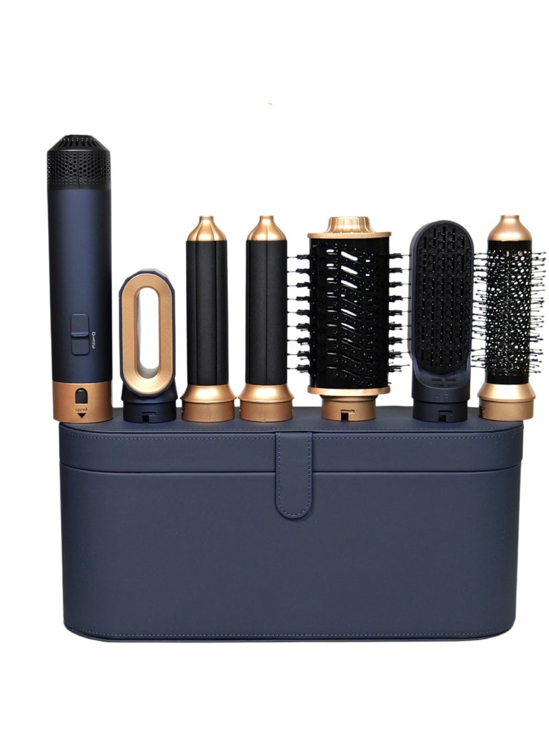 Multifunctional 6-in-1 Hot Air Comb Automatic Curler Straightening Comb Hair Dryer Curler Leather Box Packaging - Image 1