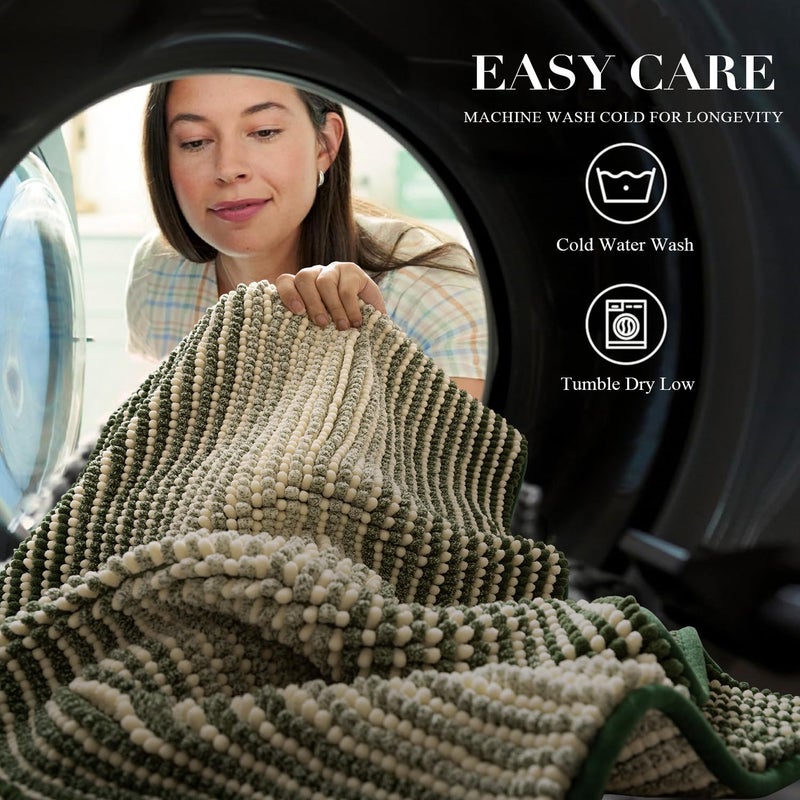 BSICPRO Bath Mat Rug for Bathroom Non Slip 20 x 32 Inches Water Absorbent Chenille Bathroom Floor Mats Machine Washable (Green) - Image 5