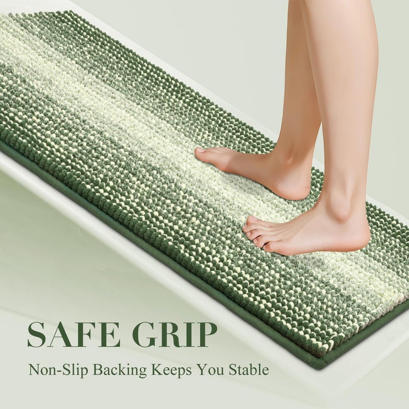 BSICPRO Bath Mat Rug for Bathroom Non Slip 20 x 32 Inches Water Absorbent Chenille Bathroom Floor Mats Machine Washable (Green) - Image 4