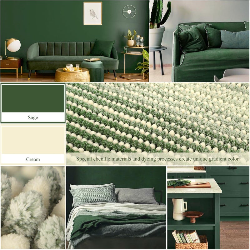 BSICPRO Bath Mat Rug for Bathroom Non Slip 20 x 32 Inches Water Absorbent Chenille Bathroom Floor Mats Machine Washable (Green) - Image 2