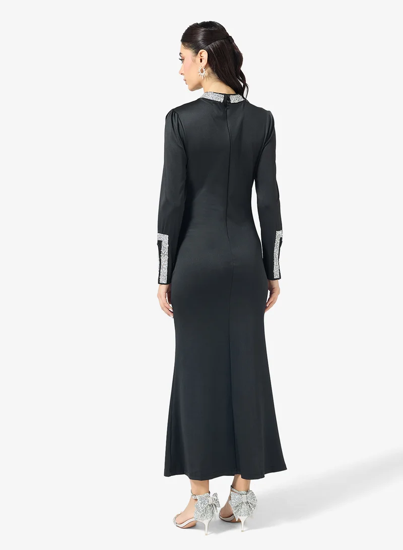 Ella Limited Edition Velour Shift Dress With Embellished Neck