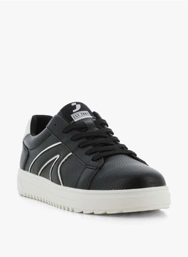 اس جي Men's Textured Sneakers with Lace-Up Closure