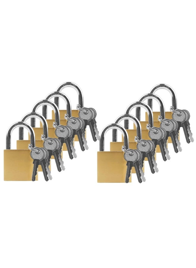 ROBUSTLINE Brass Plated Padlock Padlocks For Luggage Lockers Solid Brass Keyed Alike Padlocks 10Pcs 30Mm - Image 1