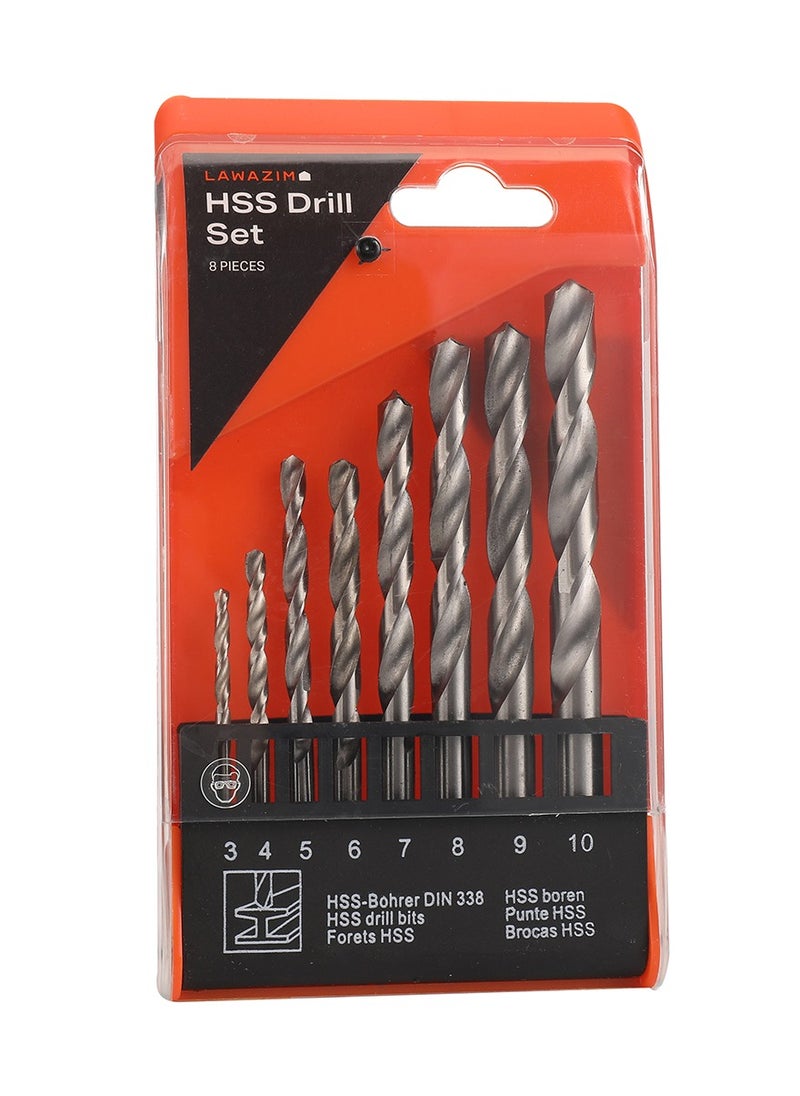 LAWAZIM HSS Drill Set -8 Piece- High-Speed Steel Twist Drill Bit Set with Spiral Flute Design and Organized Holder -for Metalwork Woodwork DIY Projects Automotive Repairs and Professional Applications  - Image 2