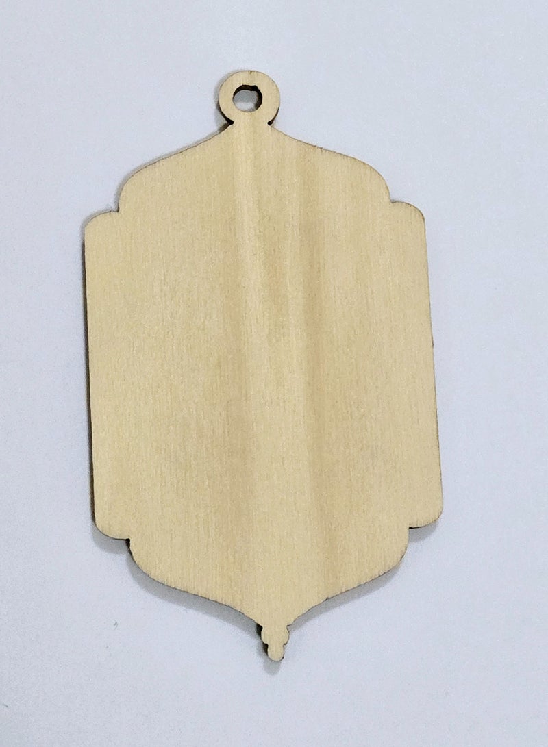 Al Zaabiah Eid Mubarak Brown Woody Card lantern Shape & Burlaps Drawstring - Image 2