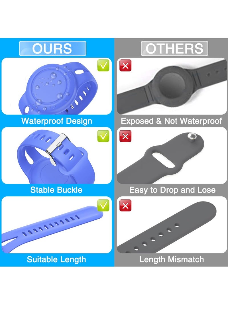 Airtag Bracelet 4 Pack for Kids Waterproof Silicone Bands in Black Blue Purple Yellow Great for Toddlers and Children - Image 5