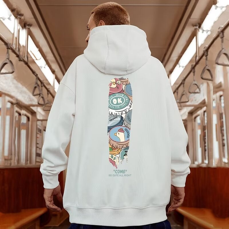 American Letter Print Plus Size Fleece-Lined Thickened Hooded Sweater For Men And Women Lazy Bf Hoodie Fashion Brand - Image 1