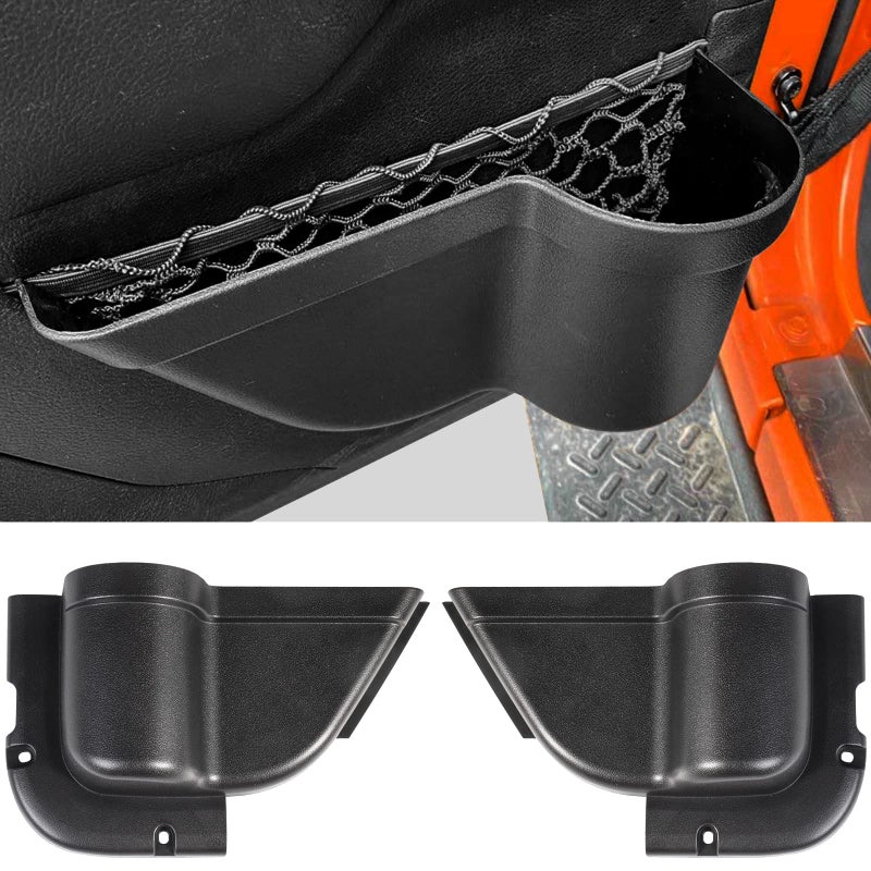 CALBEAU Front Door Pockets 2PCS Jeep Wrangler Door Side Cup Holder for 20112018 Jeep Wrangler JK JKU 24 Door Jeep Wrangler Accessories for Saggy Nets Replacement