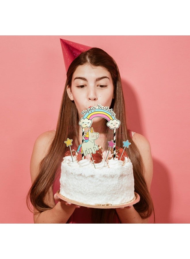 Propsicle Happy Birthday Unicorn Theme Topper For Cake Topper Decoration Cupcake Topper For Girl Birthday Decor - Pack of 5 - Image 4