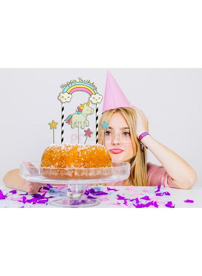 Propsicle Happy Birthday Unicorn Theme Topper For Cake Topper Decoration Cupcake Topper For Girl Birthday Decor - Pack of 5 - Image 3