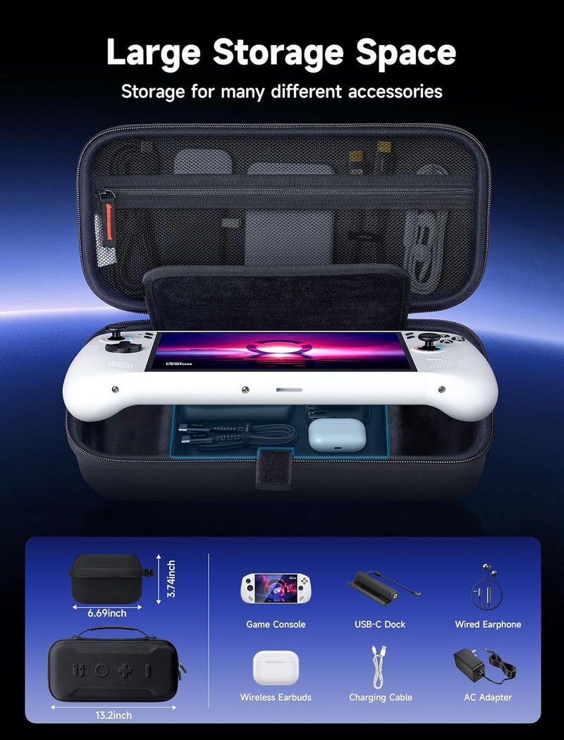 حقيبة حمل JSAUX لجهاز Lenovo Legion Go&Go S، سعة كبيرة، متينة ومحمولة | حقيبة سفر، غطاء واقي للشاشة مع مقبض، كيس لتخزين الإكسسوارات، لون أسود - Image 3
