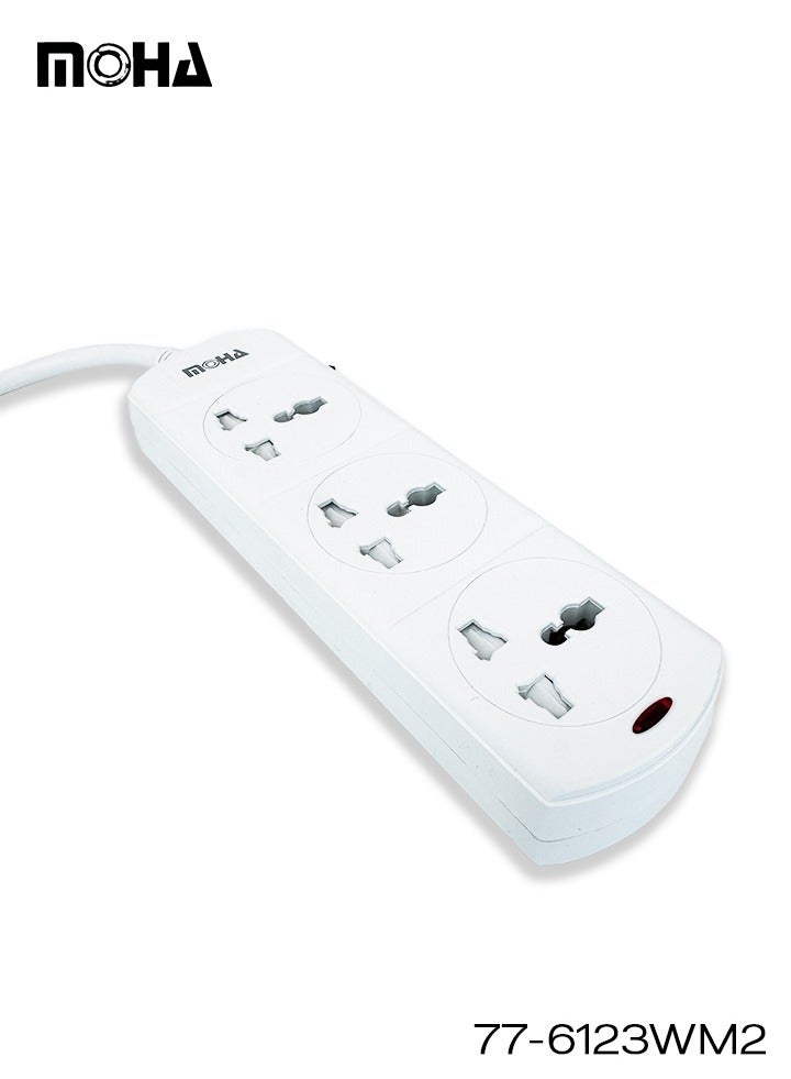 Moha 3-Way Universal Extension Socket – 3 Meter Cable, Single On/Off Switch, Type G UK Plug, 13A 3250W Max, Child-Safe Power Strip for Home & Office - Image 4
