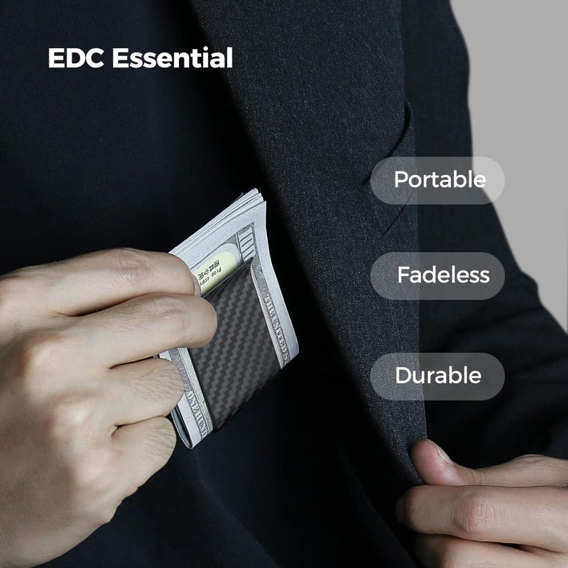 MONOCARBON Carbon-Fiber-Money-Clip-for-Men, Minimalist-Money-Holder for Cash, High Elastic Carbon-Fiber-Wallet, Slim and Durable (Twill Matte Black) - Image 3