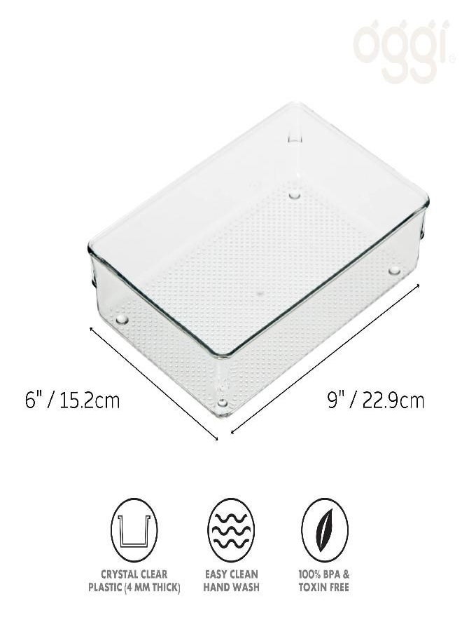 Oggi - Oggi Clear Drawer Organizer - 6" X 9" - Ideal for Organizing Kitchen Drawers, Office, Desk, Silverware, Kitchen Utensils, Cosmetics and Bathrooms - Image 1