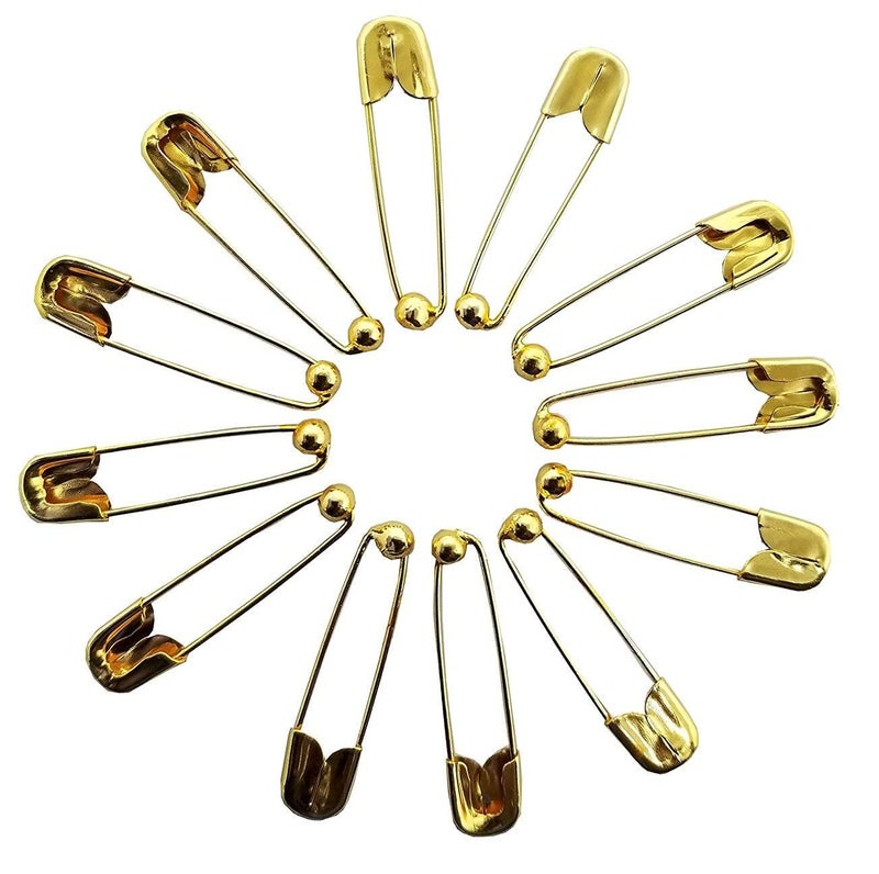 VAMA Fashions Premium Small Gold Safety Saree Nappy Lock pins Blanket Sweater Perfect Clothes Craft Sewing Baby Clothes Diaper Pinning Hijab Brooch pins for Women Girls - Image 1