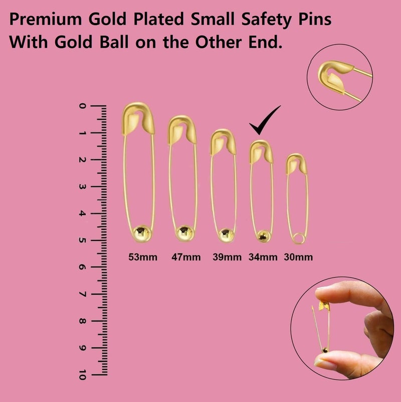 VAMA Fashions Premium Small Gold Safety Saree Nappy Lock pins Blanket Sweater Perfect Clothes Craft Sewing Baby Clothes Diaper Pinning Hijab Brooch pins for Women Girls - Image 3