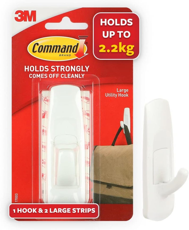 Command Large Utility Hook, White, 1-Hook, 6-Pack, Organize Damage-Free - Image 1