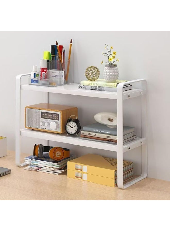 YQbest رف تنظيم المكتب رف تخزين مكتبي رف مكتب مكتبي رف عرض قابل للتعديل لوازم المكتب (أبيض) - Image 3