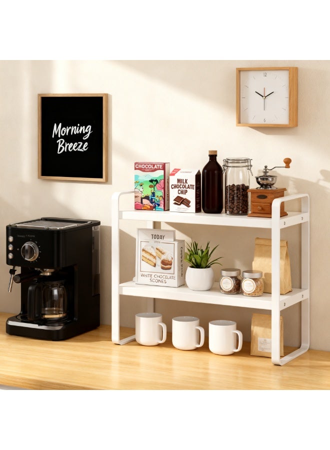 YQbest رف تنظيم المكتب رف تخزين مكتبي رف مكتب مكتبي رف عرض قابل للتعديل لوازم المكتب (أبيض) - Image 1