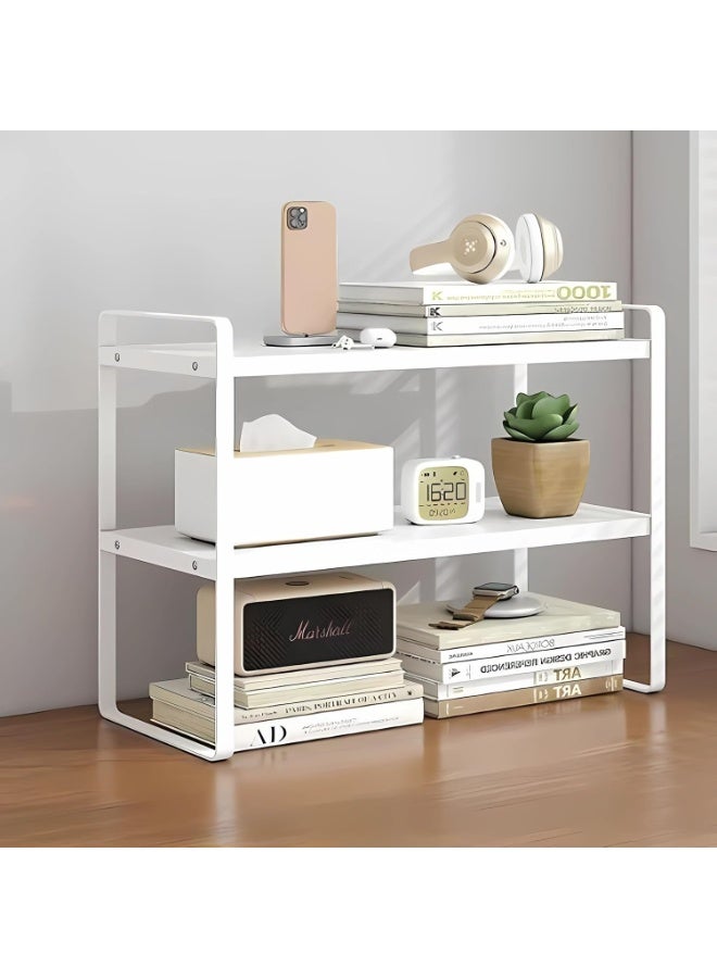 YQbest رف تنظيم المكتب رف تخزين مكتبي رف مكتب مكتبي رف عرض قابل للتعديل لوازم المكتب (أبيض) - Image 5
