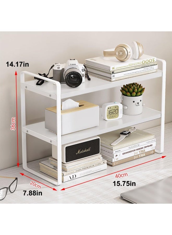 YQbest رف تنظيم المكتب رف تخزين مكتبي رف مكتب مكتبي رف عرض قابل للتعديل لوازم المكتب (أبيض) - Image 4