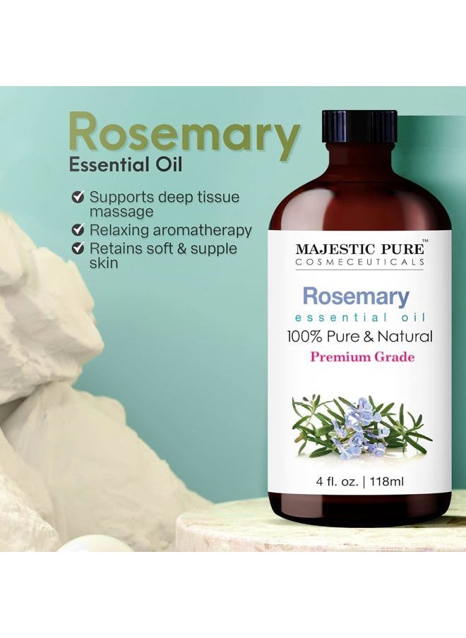 Majestic Pure - Rosemary Essential Oil with Glass Dropper | 100% Pure and Natural Rosemary Oil | Premium Grade Essential Oils for Diffusers, Skin, Aromatherapy, Massage | 4 Fl Oz - Image 1