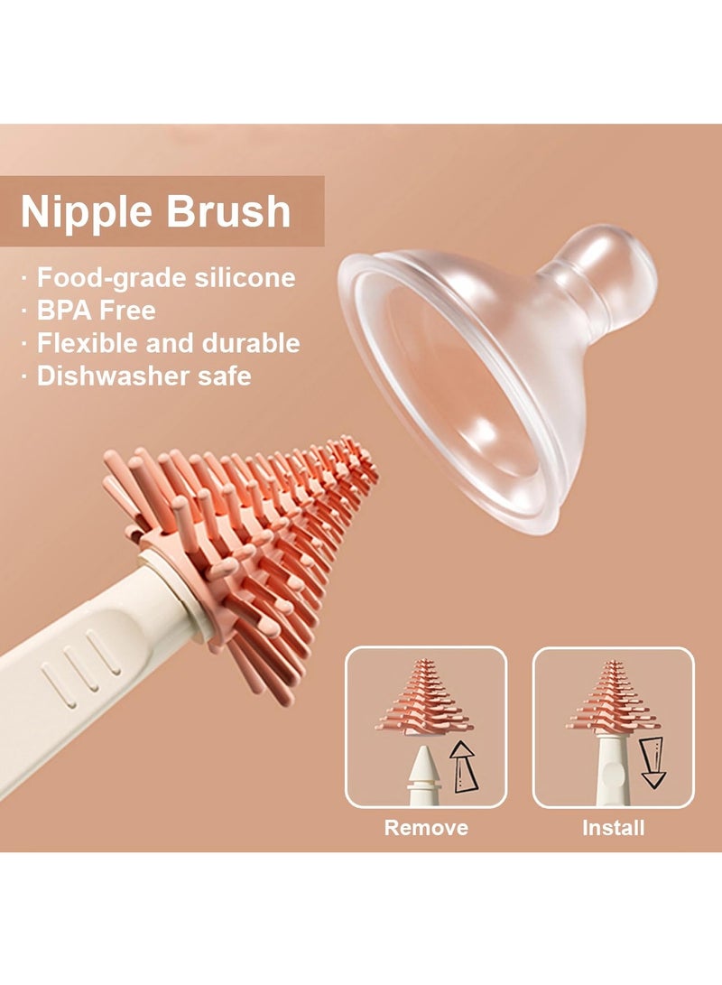 SOLARAE Bottle Brush Set, Baby Travel Essential, 6 in 1 Bottle Cleaner Kit with Silicone Bottle Brush, Nipple Cleaner Brush, Straw Brush, Soap Dispenser, Storage Box,Bottle Drying Rack for Home and Travel - Image 4