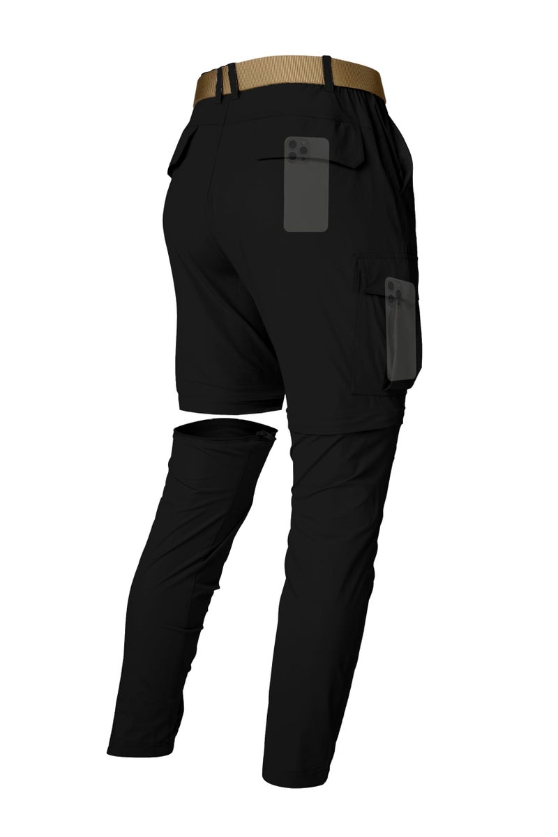 LINLANG EN Mens Hiking Pants Lightweight Quick Dry Cargo Pants Convertible Zip Off Waterproof Travel Fishing Climbing Camping Outdoor Work Pants for MenBlack34M - Image 2