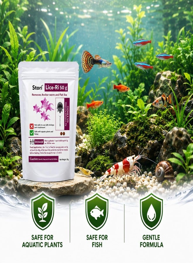 VAYINATO Stori Lice-Ri 50g | Removes & Controls Anchor Worm and Fish Lice | Aquarium Parasite Treatment for Freshwater & Tropical Fish | Easy Water & Feed Application - Image 4