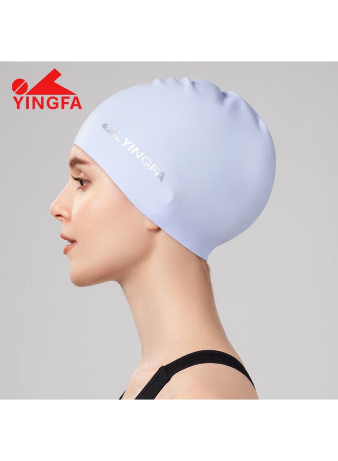 Yingfa Silicone Swim Cap, Large Capacity For Women With Long Hair, Waterproof, Ear-protecting, High-elasticity, Non-binding, Pure Blue Swimming Cap For Men - Image 2