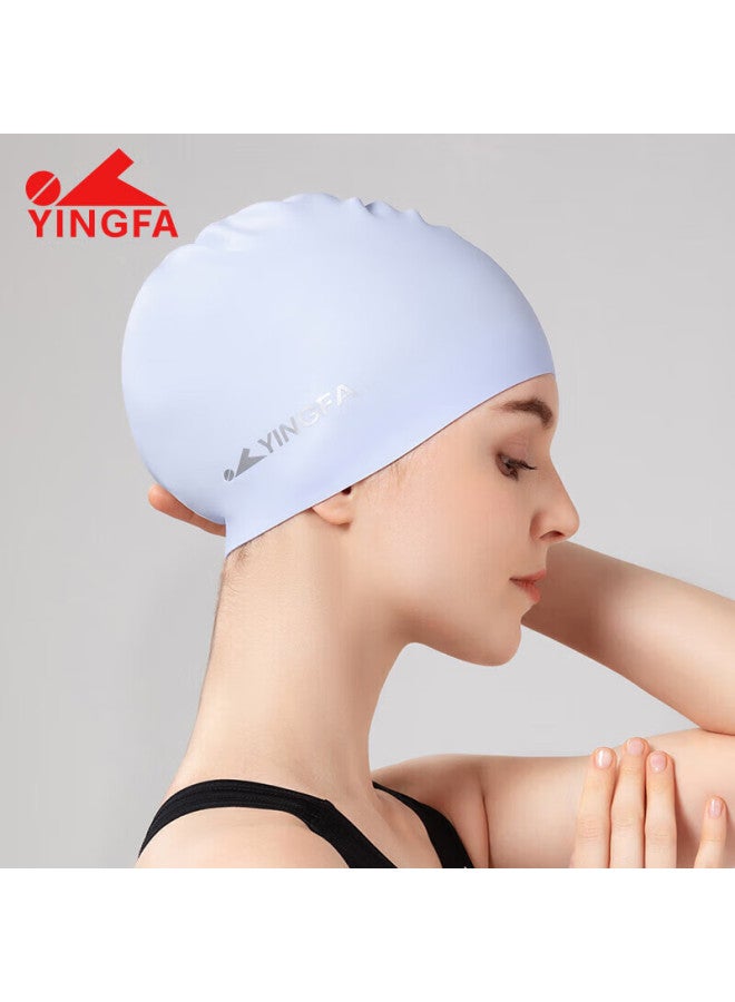 Yingfa Silicone Swim Cap, Large Capacity For Women With Long Hair, Waterproof, Ear-protecting, High-elasticity, Non-binding, Pure Blue Swimming Cap For Men - Image 5