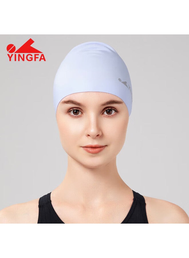 Yingfa Silicone Swim Cap, Large Capacity For Women With Long Hair, Waterproof, Ear-protecting, High-elasticity, Non-binding, Pure Blue Swimming Cap For Men - Image 3