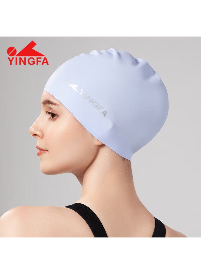 Yingfa Silicone Swim Cap, Large Capacity For Women With Long Hair, Waterproof, Ear-protecting, High-elasticity, Non-binding, Pure Blue Swimming Cap For Men - Image 4