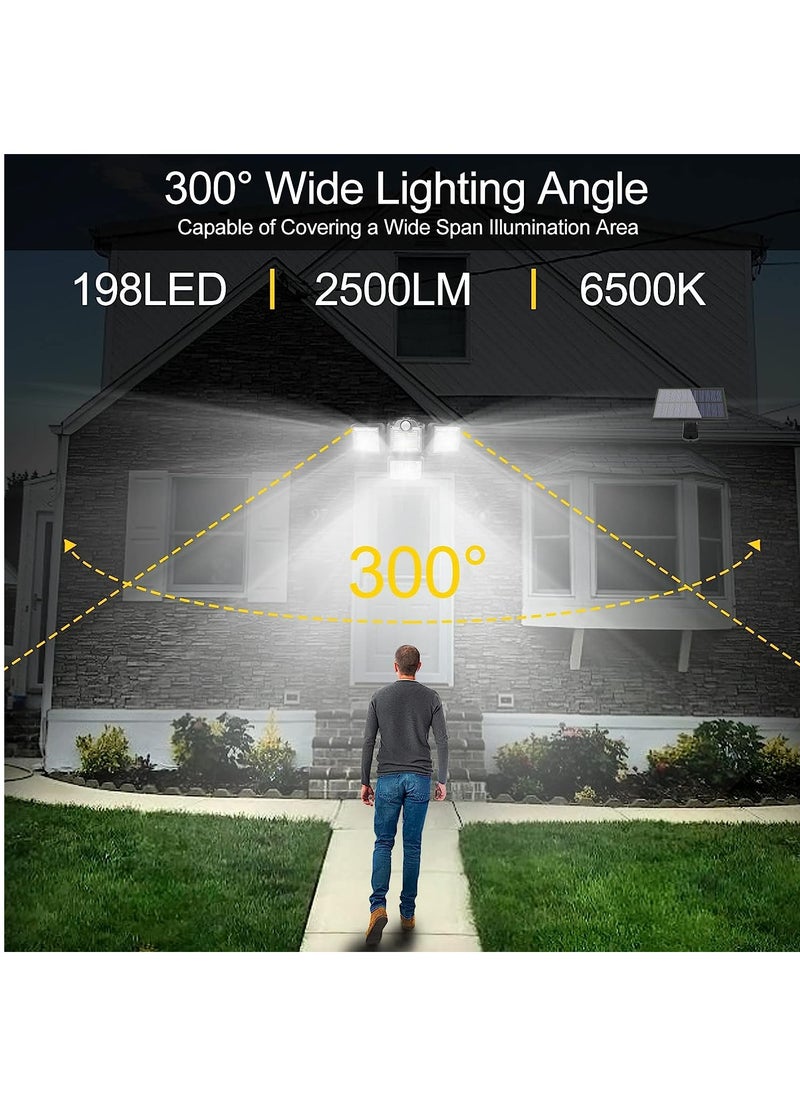 Arabest Solar Lights Outdoor, Motion Sensor Security Lights, Separate Solar Panel, 4 Adjustable Head, 198 LED 300° Wide Angle, Waterproof Wall Lights for Porch Yard Garage Pathway  - Image 3