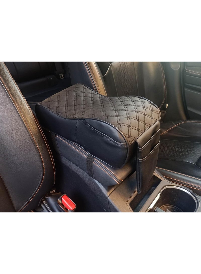 ASSAFCO Car Armrest Cushion – Winne Design – Premium leather with comfortable foam padding, armrest protection and added comfort while driving – Stylish black color - Image 1