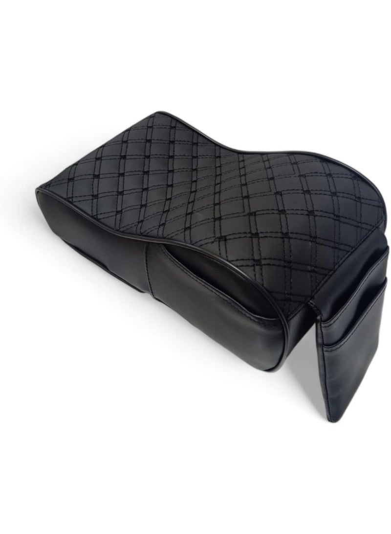 ASSAFCO Car Armrest Cushion – Winne Design – Premium leather with comfortable foam padding, armrest protection and added comfort while driving – Stylish black color - Image 2