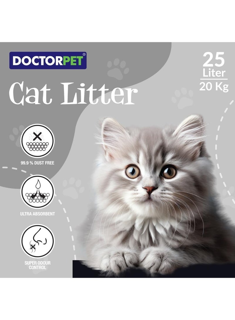 DOCTERPET Doctor Pet Lavender Scented Clumping Cat Litter 25L – 100% Clumping Micro Bentonite, Instant Strong Clumping, Ultra Absorbent, Dust-Free, Lavender Fragrance, Pet Safe - Image 3